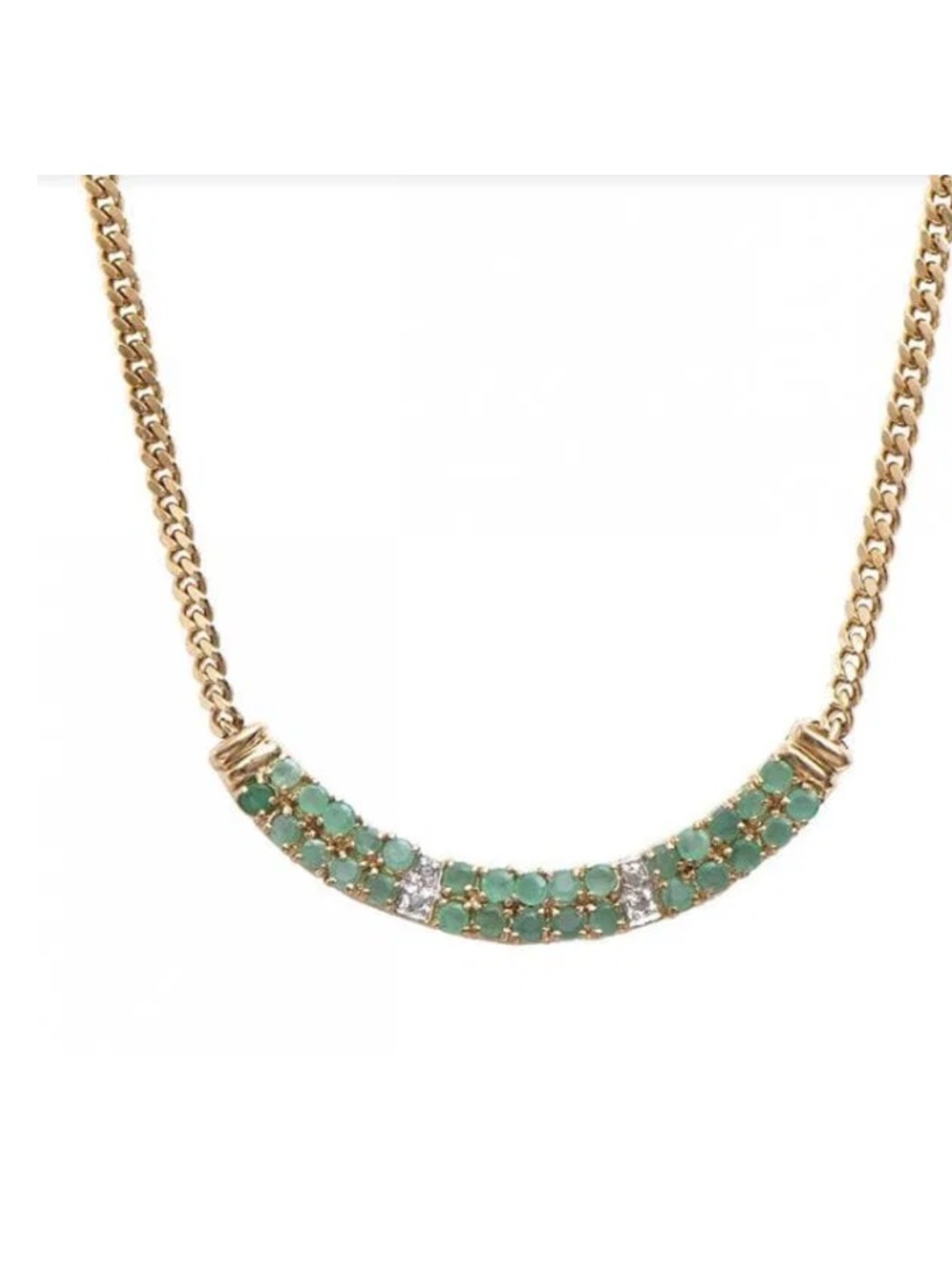 2.29 CT Emerald & Diamond Designer 18KGP Necklace